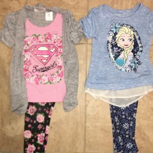 Bundle: super girl pant set and Elsa pant set